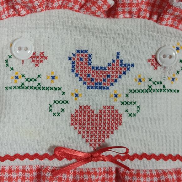 Vintage Little One's Houndstooth Red & White Pattern Toddler's Overall Dress 4T - Picture 9 of 10